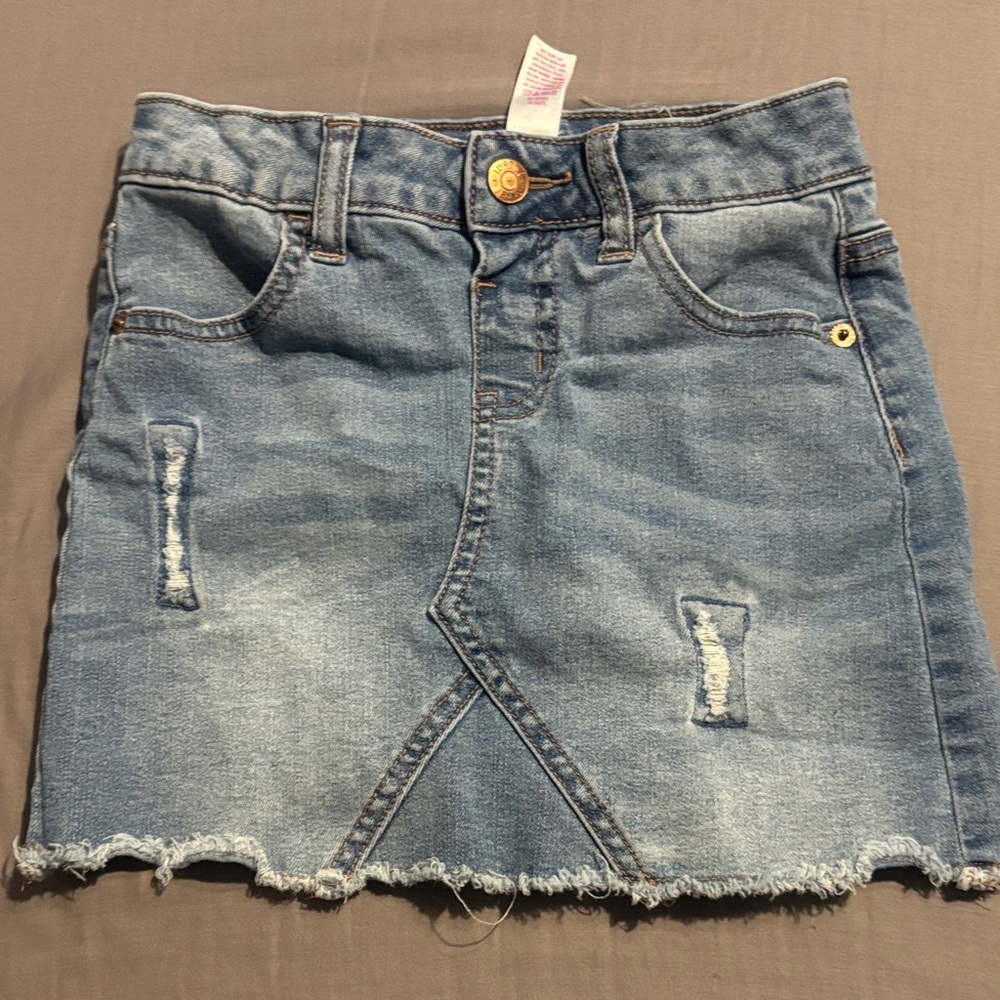 Justice Distressed Blue Denim Skirt